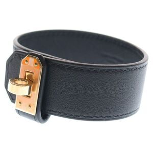 Hermes Kelly Twist PM Bracelet Bangle Leather Black Pink Gold Hardware B